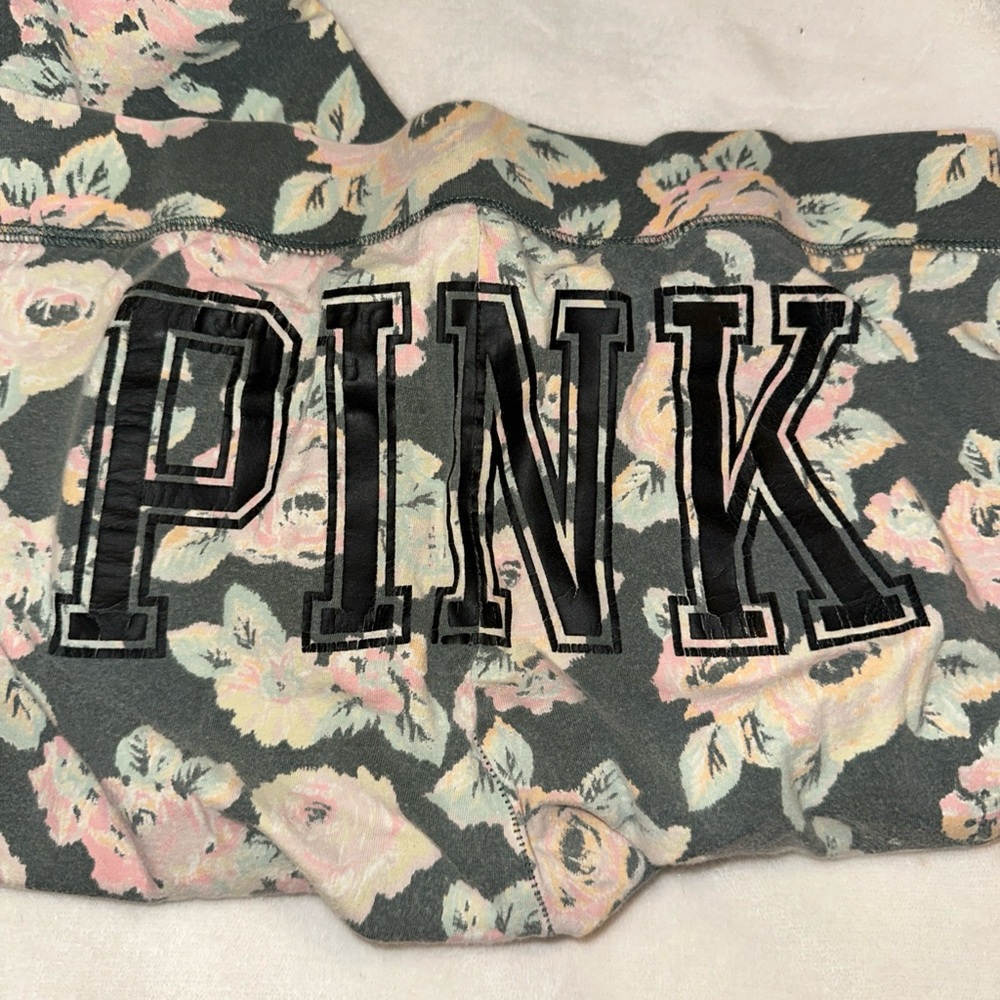 PINK Victoria's Secret Floral Logo Loungers in Gray and Pink